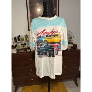 Andy's Picnic Hot Rod Car Graphic T Shirt Men's Vintage Tee